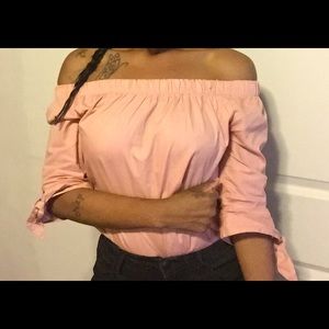 Coral off shoulder shirt worn once